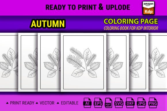 Autumn Falling Coloring Book Page Graphics