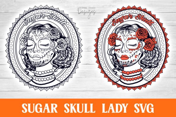 Calavera Lady SVG Cut File Coloring: A Graphic Asset for Crafts and Marketing