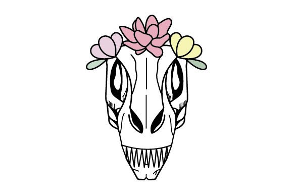 Dinosaur Skull with Flowers for Crafts and Dinosaurs