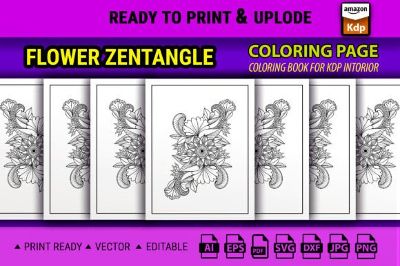 Doodle Flower Zentangle Design Graphics for Kdp Interiors