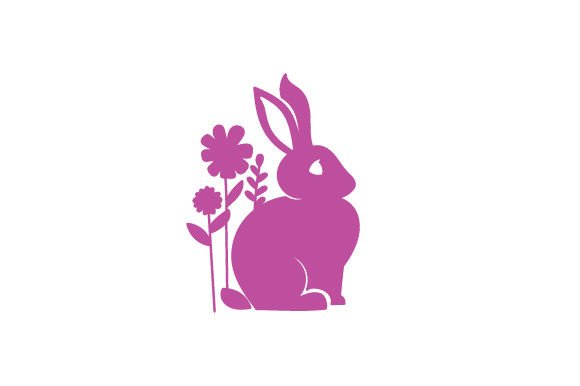 Easter Bunny and Flowers - Silhouette