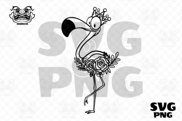 Flamingo Floral Queen Crown Graphics for Crafts
