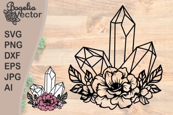 Floral Crystals, Mystical Graphics for Crafts