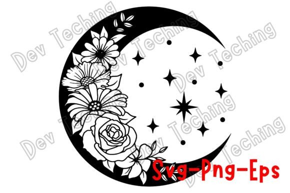 Floral Moon Svg For Graphics And Crafts
