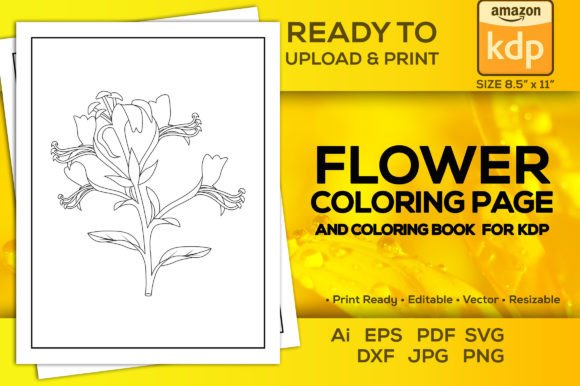 Flower Coloring Page for Coloring Book Graphics