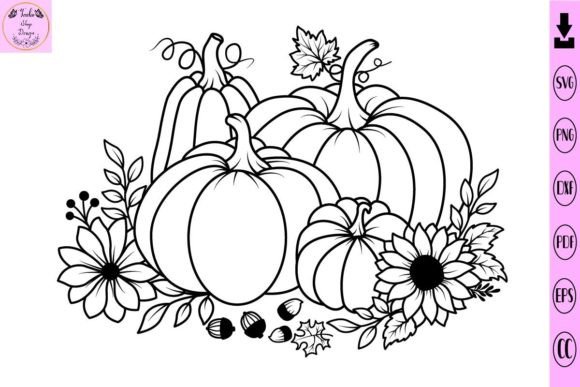 Flower Pumpkin Svg For Fall Graphics