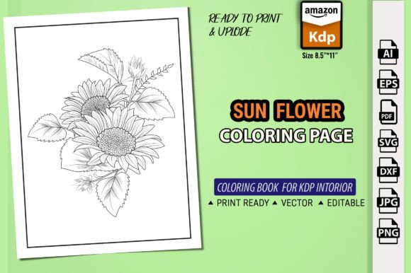 Hand Drawn Sun Flower Coloring Page Graphics