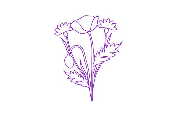 Intricate Cut Illustration - Poppy Flowers and Cornflowers