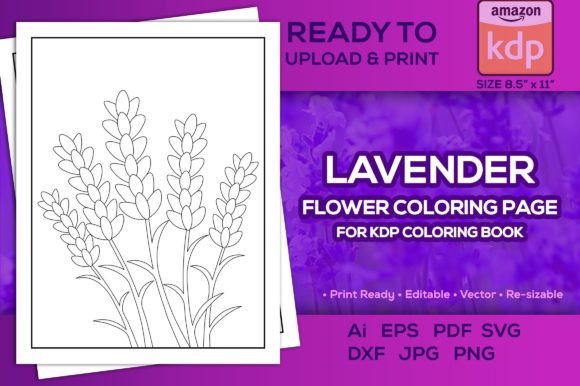 Lavender Flower Coloring Page for Kdp Graphics