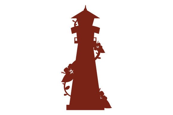 Lighthouse With Flowers Logo Silhouette for Crafts and Work