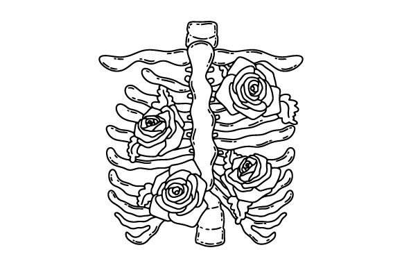 Metallic Rib Cage with Flowers for Crafts and Steampunk