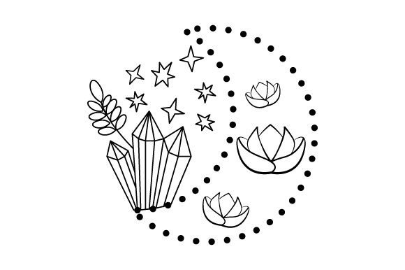 Moon with Flowers Dot-to-Dot for Crafts and Design