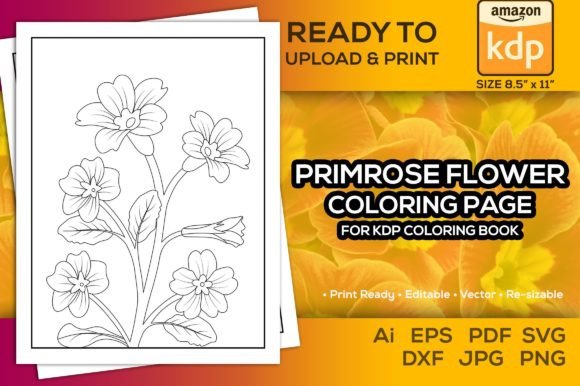 Primrose Flower Coloring Page for Kdp: A Graphic Asset for Branding and Design