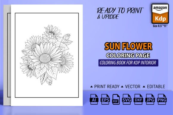 Sun Flower Coloring Book Graphics