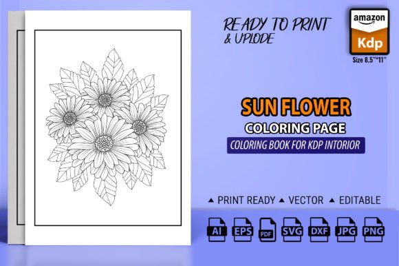 Sun Flower Outline Sketch Book Adult Graphics