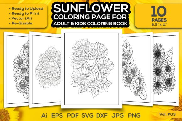 Sunflower Adult Coloring Page Drawing Graphics