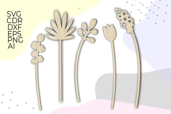 Wood Flowers Svg for Laser Cutting and Cake Toppers